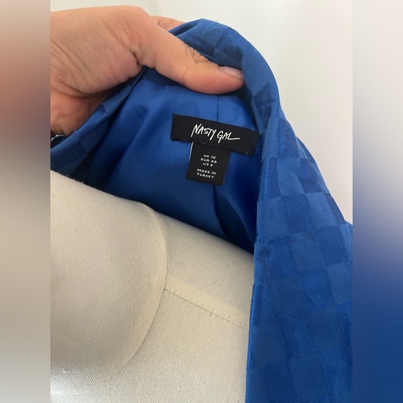 NastyGal Blue Checkered Blazer - Picture 6 of 6